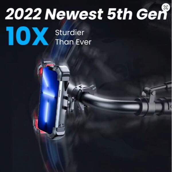 Soporte ajustable 360° para teléfono de bicicleta, soporte universal para teléfono de bicicleta para smartphones de 4.7-7 pulgadas, soporte para teléfono con amortiguación de golpes para GPS