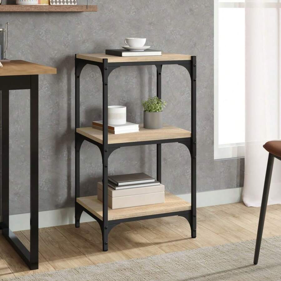 Libreria Larryhot Sonoma Oak 40x33x70,5 cm Legno ingegnerizzato, acciaio, resistente e durevole, facile da montare, stile decorativo, adattA, Per riporre soprammobili, statuette, libri, piccoli oggetti, ecc. - Castano - Visualizzare 1