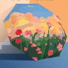 1 件豪华双面花伞，三折伞，晴雨两用双层伞，太阳伞，防紫外线伞