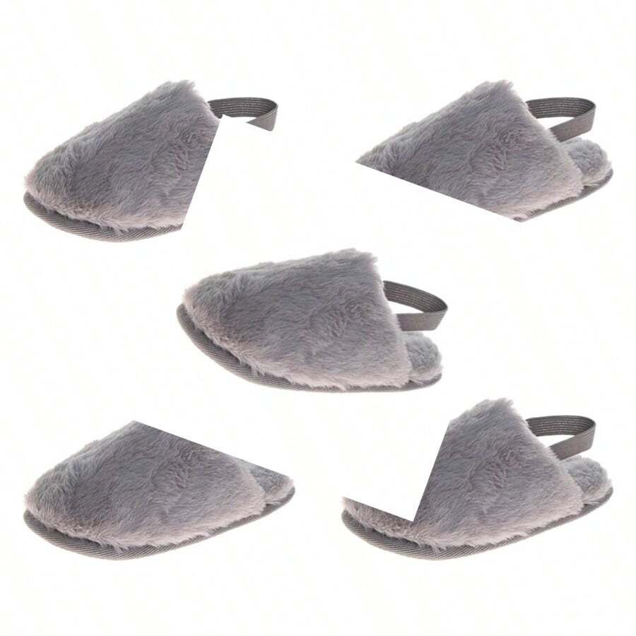 Fuzzy Slippers For Girls Or Boys Plush SlipOn House Shoes  Face Strap Back Cozy Indoor Slides Size 1113 Little 14 Big