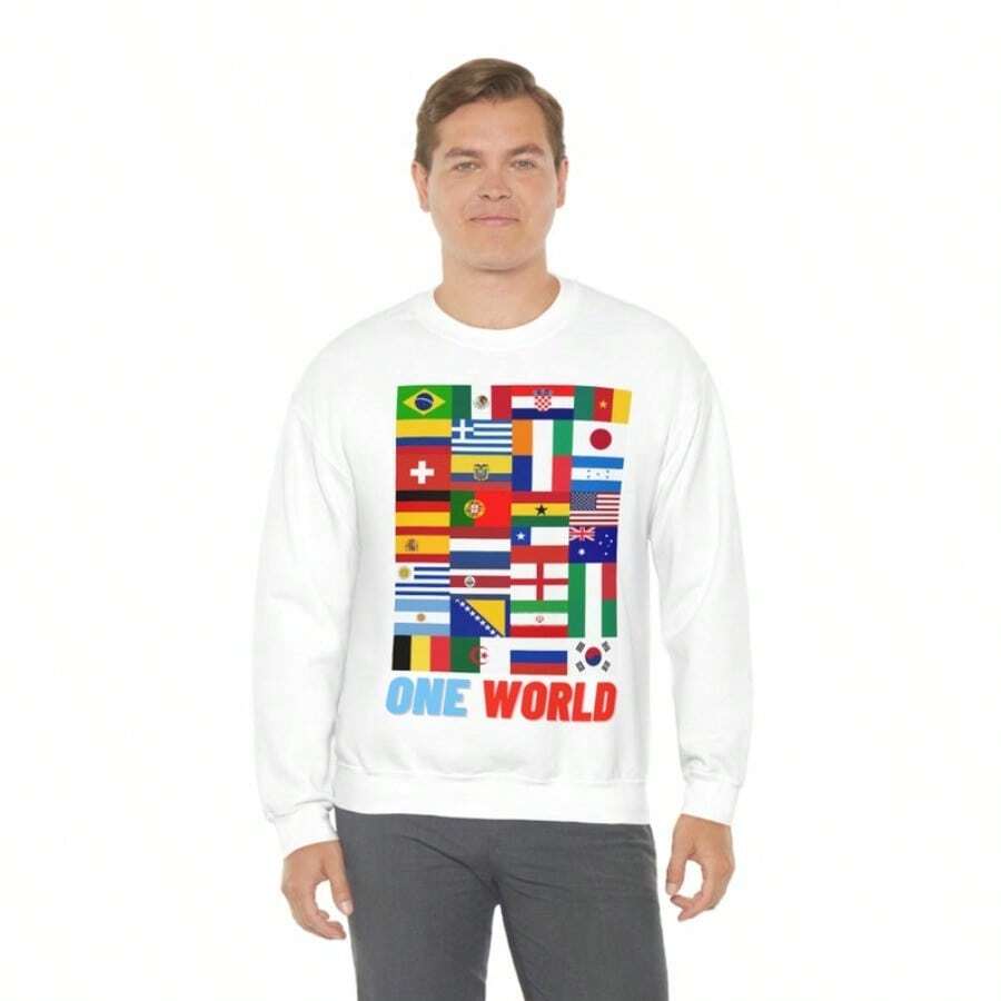 One World Flags Of The World - Unisex Crewneck Sweatshirt - White - View 1