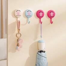 4pcs Cute Cartoon Cat Design Adhesive Wall Hooks No-Drill Damage-J-Shape Hooks Waterproof For Kitchen Bathroom Dorm Room Organization, Strong Hold Adhesive, Easy Peel-And-Stick Installation, Reusable And Removable Without Damage, Space-Saving Wall Organizer For Keys Towels Utensils Accessories Decor And Small Household Essentials - Multicolor - View 11