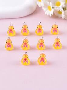 10pcs Assorted Cute 3D Resin Crown, Duck, Bowknot, Duck Eye-Glasses, Tree Jewelry Pendant, Earring, Necklace Accessories - Multicolor - View 7