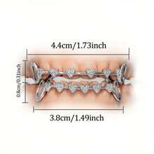 Hip-Hop  Fashion Gold Teeth Micro Inlaid Heart Full Diamond Teeth Set Daily Street Personality  Rap Accessories - Răng hàm trên bằng vàng - Xem 8