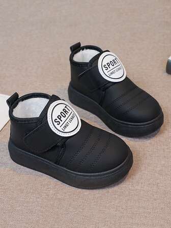 1 Pair Infant Fashionable Hook And Loop Snow Boots, Unisex Rubber Anti-Slip Pull-On Baby Snow Boots, Low-Top Suitable For Winter