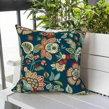 Outdoor/Indoor Throw Pillows, 18x18 Square Pillows With Inserts Bed, Couch, Sofa & Patio Furniture (Set Of 2, Monstera Blue), Decorative Pillows - Peacock Blue - 查看 6