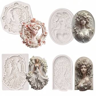 1 pieza Molde de silicona con marco floral de mujer, relieve femenino elegante - Molde de resina - Herramienta DIY para decoración del hogar - Molde para fundir joyas, arcilla, resina, yeso