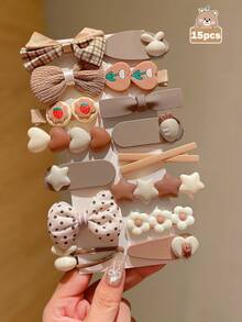 15pcs/Set Cute Colorful Hair Clips For Girls - Multicolor - View 10