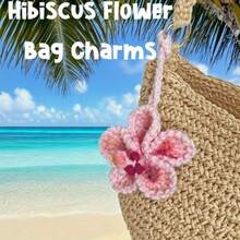 1pc Flower Car Hanging Ornament,Crochet Hawaiian Tropical Flowers Bag Charms Decor Car Rear View Mirror Beach Accessories - Nhiều màu - Xem 3