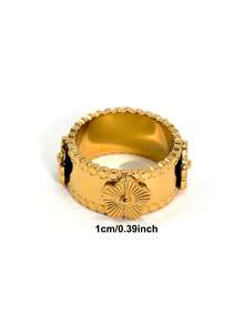 Cincin Bunga Stainless Steel Berlapis Emas 18K, Cocok untuk Pesta dan Pemakaian Sehari-hari Wanita, - Emas - View 2
