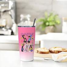 1 Stück 40oz/20oz Edelstahl Isolierbecher, Großer Fassungsraum auslaufsicher mit Strohhalm, geeignet für kalte & heiße Getränke - perfektes Geschenk für Kpop-Fans, ideal für Reisen, Büro, Auto, Zuhause - wiederverwendbarer tragbarer Getränkebehälter mit hochwertigem bedrucktem Dämonenanimationsdesign