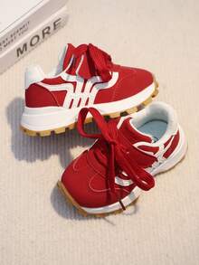 1 双男女通用 PU 绑带和钩环设计经典复古运动鞋，适合所有季节 - 紅色 - 查看 6
