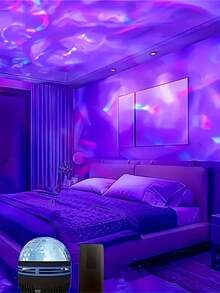 USB Powered Dynamic Water Wave Projector Lamp With Remote Control - Vibrant RGB LED Night Projection For Home Decor, Room Decoration, Halloween, Entertainment & Romantic Ambiance, & Durable ABS Plastic Body With Water Wave Lighting Effect