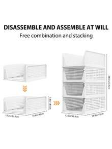 2 Pieces Foldable Plastic Storage Box Set, Stackable Drawer Baskets For Wardrobes, Cabinets, Kitchens, Bathrooms, And Offices - Versatile Storage Boxes For Home, Kitchen, Bathroom, And Office Use