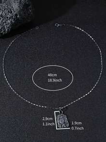 1件装枪形黑色耶稣头像吊坠项链，基督教元素男士项链，适合春夏佩戴 - 槍黑色 - 查看 6