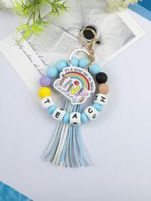 1pc Back To School TEACH Beaded Acrylic Charm Tassel Keychain / Bag Pendant, Teacher's Day Gift Christmas - Multicolor - View 28