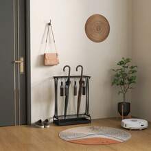 HOMCOM Umbrella Stand Steel Umbrella Stand Rectangular Umbrella Holder With 24 Hooks, 21 Holes, Removable Water Tray For Walking Sticks And Umbrellas 50 X 24 X 68 Cm Black