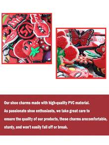 10/20/30 buc. Pandantive pentru pantofi seria roșie, aleatorii, pentru decorarea pantofilor DIY, calitate premium, accesorii pentru pantofi, sandale cu bule, decorațiuni pentru pantofi din PVC, accesorii pentru genți de plajă, cadou excelent pentru adolescenți, bărbați, femei și adulți.