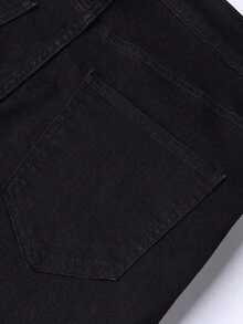 All-Season Black Denim, Men's Everyday Wear Jeans, Versatile Pants - màu đen - Xem 4