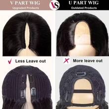 Yaki Straight V Part Wig Human Hair No Leave Out Glueless Wigs For Women Ready To Wear V Shape Clip In Half Kinky Straight Vpart Wigs No Glue Upgraded U Part Wig Natural Color 180% Density - Natural Black - 查看 3