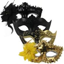 Masquerade Masks For Couple Couple Venetian Mask For Christmas Festival Costume Party Black Gold - như hình ảnh - Xem 2