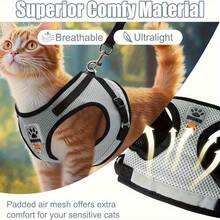 1 Adjustable Anti-Escape Cat Harness With 5M Retractable Leash, Polyester Mesh Design, Ergonomic Chest Strap And Safety Buckle, For Walking, Indoor/Outdoor Use, Cat Leash, Indoor Pet Control, Modern Pet Gear, Sturdy Pet Accessory