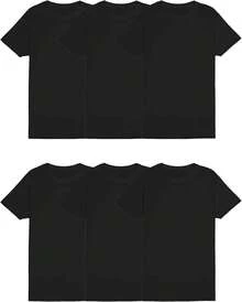 Men's Crew Tee Undershirts, Wicking,, Big & Tall Available - Black - 6 Pack - View 11