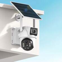 XIAOVV 8MP Double Lens Double Screen Solar Powered PTZ Home Camera With 355° Coverage 2.4G WiFi Person Recognition Two-Way Audio Motion Sensor Color Night Vision App Control Cloud And SD Card Storage Options Surveillance Camera With Solar Panel For Outdoor Use - Đen và trắng - Xem 1