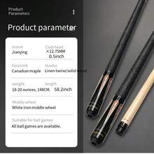 JIAN YING Taco de billar profesional estilo americano JY, taco de 9 bolas, agarre de lino, resistente al sudor y al deslizamiento, 1 pieza de taco de billar profesional, construcción de madera de arce, punta de 12.5 mm, peso 18-20 onzas, golpe preciso, longitud 148 cm/58 pulgadas, incluye 1 taco, protector de punta de taco, 1 funda de taco, 1 extensión, 1 guante, 1 paño de taco, opción ideal para entusiastas del billar