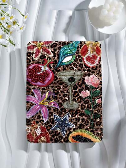 猎豹，豹纹闪亮豹纹串珠刺绣平板电脑保护壳，兼容 9.7/10.2/10.5/10.9/12.9/Pro 11，第 10 代，兼容三星 Galaxy Tab S6 Lite 10.4 英寸，兼容 Kindle Paperwhite 第 12 代 2024、Kindle（第 11 代）2022 版、Kobo Clara Color，柔软防摔保护，智能支架/自动唤醒/睡眠