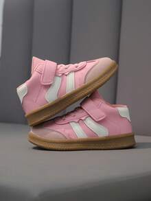 1 par de zapatillas deportivas de moda clásicas para bebé con diseño de gancho y bucle de media caña, adecuadas para todas las estaciones