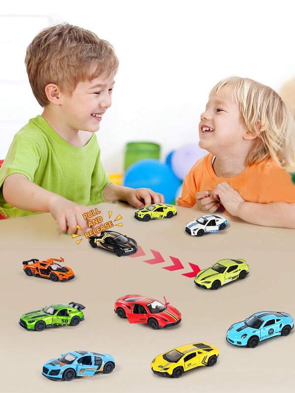 1/43 Alloy Toy Car Model Suitable For Children Aged 3 And Above (With Pull-Back Function, Capable Of Opening Doors And Racing Cars), Christmas And Birthday Gifts