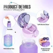 1PC 1L Large Capacity Straw Mug, Printed Time Stamped Water Bottle, Leak Proof Durable High Temperature Resistant Sports Mug, Suitable For Office, Outdoor Sports, Traveling And Tourism, Back-To-School Supplies, Gifts For People - Multicolor - View 10