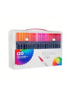 120PCS Dual Markers Double Point Fine & Brush Pen Sketch Colors Watercolor Drawing Professional Drawing Art Marker For School Supplied Students Stationery