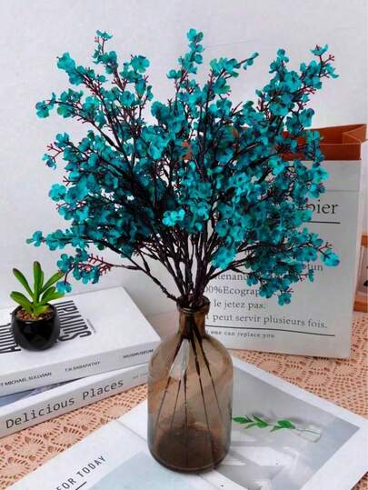 4支/8支蓝色仿真满天星花束，星空万圣节仿真花束，适合婚礼、新娘派对、家居DIY插花装饰。完美适用于圣诞节装饰、圣诞树冬季节日派对用品、新年圣诞装饰、情人节礼物、生日毕业礼物、家居花园装饰、仿真植物装饰。