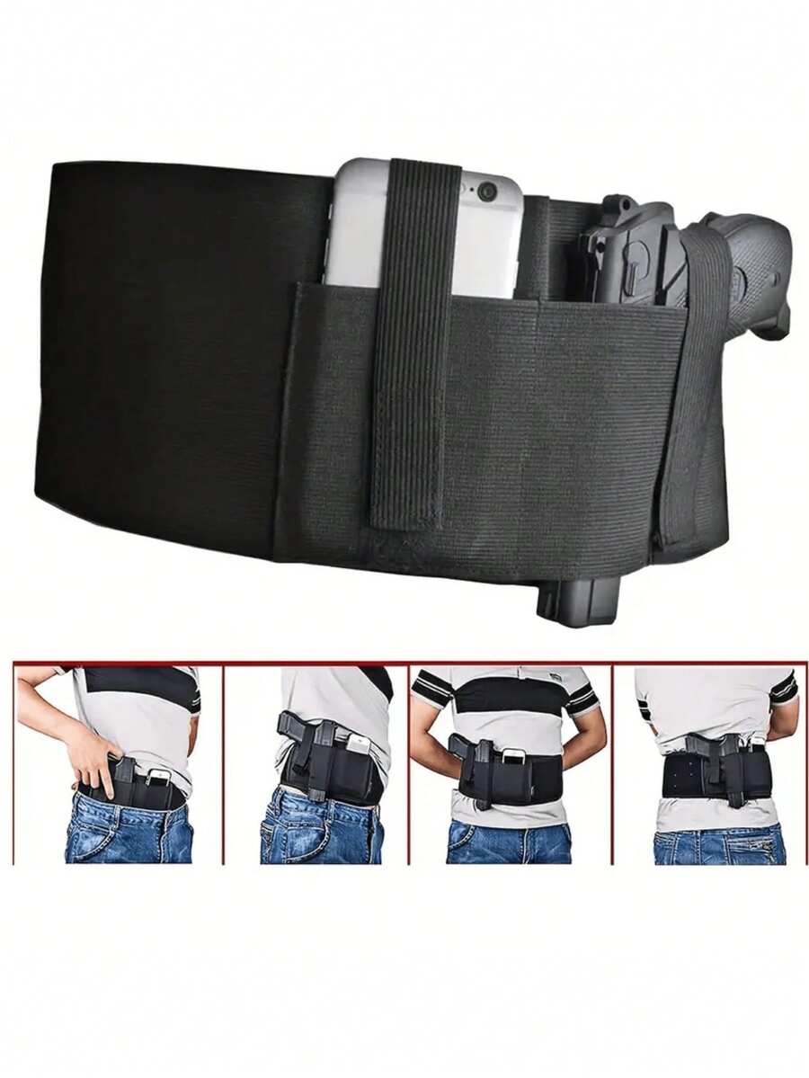 1pc Ultimate Belly Band Holster, Concealed Waist Holster Suitable For Men And Women, Compatible With Ruger, Smith & Wesson M&P 40 Shield Bodyguard, SIG SAUER, Beretta, 1911, Smith & Wesson Shield And Other Handguns. It Functions As A Handgun Holster, Gun Holster, Weapon Holster.