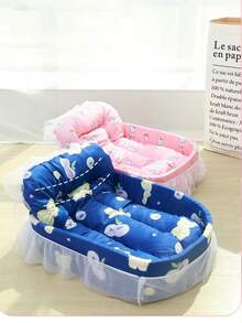 四季皆宜的保暖宠物窝，精致蕾丝面料，柔软材质，适合车载宠物临时床、宠物休息睡眠床，最贴心的宠物生日礼物，宠物用品，宠物垫 - 彩色 - 查看 5