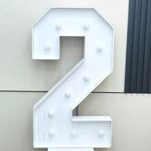 1Pc 3FT/91.5cm/36inch Light Up Digital Marquee Frame KT Board Number 0-9 Plug-In KT Board With Bracket LED Party Decorative Light For Birthday Party Anniversary Decoration - White - View 13