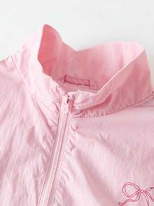 mini bala Girls Cute Bow Two Pieces Set Loose Top And Pants Soft Comfortable Stylish - Pink - View 6