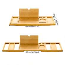 Khay bồn tắm có thể gập lại, Giá để đồ bồn tắm, Khay bồn tắm bằng tre, Khay bàn tắm có thể mở rộng, Phụ kiện phòng tắm bồn tắm Quà tặng sinh nhật Halloween cho ngôi nhà mới - cây tre - Xem 3