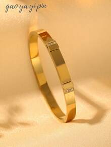 18K Gold Plated Stainless Steel Cuff Bracelet With Flower & Heart Design - Elegant Style Women's Gold Bracelet, No Mosaic, Party & Holiday Accessory, Suitable For All Seasons - Gift For Valentine's Day, Mother's Day, Halloween, Christmas