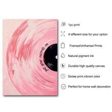 1pc Framed/Unframed Pink Vinyl Record Music Wall Art Poster Canvas Print Preppy Art Girly Room Aesthetic Decor Painting For Apartment,Living Room,Bedroom,Dorm,Modern Home Decoration - Multicolor - View 7