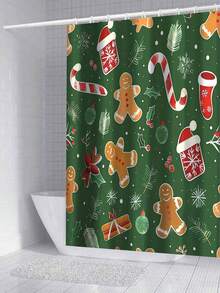 1pc/4pcs Pumpkin Waterproof Shower Curtain Set With 12 Hooks And Bathroom Mat Toilet Seat Cover Non-Slip Bathroom Carpet Polyester Fabric Curtain For Window Bathroom Decor Christmas Decor