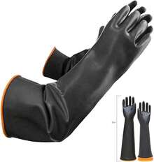 Guantes de látex resistentes a productos químicos, de goma PPE, protección industrial de seguridad, guantes largos, guantes negros de 22 pulgadas, resistentes a ácidos fuertes, alcalinos y aceites. - 1 - Ver 2