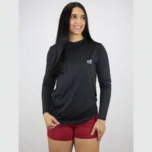 Women's Shirt UV+50 Sun Protection Long Thermal Second Skin T-Shirt Winter And Summer Fashion Beach Pool - màu đen - Xem 1