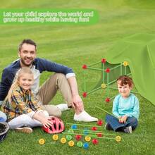 Zestaw do samodzielnego budowania fortecy dla dzieci, klocki konstrukcyjne, zabawki do samodzielnego tworzenia przestrzeni, konstrukcja zamku do myślenia przestrzennego, kreatywny zestaw namiotów fortecznych do użytku wewnątrz i na zewnątrz - Wielokolorowe - Zobacz 2