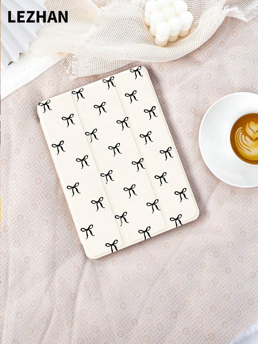 1pc Bowknot Print Flat Protective Case, Compatible With IPad 10.2 Inch, IPad Pro 11 2021/2020/10th Gen, IPad Mini 4/5/6, Galaxy Tab A8 10.5 Inch 2022, Matepad 10.4/Tab, With Pencil Slot, Anti-Drop, Tablet Stand Protective Cover