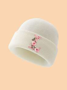 1 Mũ len dệt kim họa tiết hoa hồng và chữ thanh lịch cho bé gái từ 3-10 tuổi, mềm mại, thoải mái, thoáng khí, thời trang, ấm áp cho bé gái mùa đông, thích hợp để phối đồ hàng ngày, sử dụng ngoài trời, làm quà tặng sinh nhật, ngày lễ cho con gái và cháu gái - trắng - Xem 8