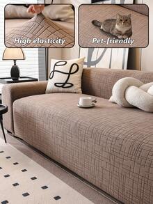 1pc Easy Stretch Sofa Cover - Elastic Full Wrap, Slip Resistant, Fits 1-5 Seat Sofa, Machine Washable, All Season, Pet Friendly & Stain Resistant - Dark Brown - View 3