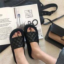 Casual Versatile Simple Black New Slippers - Black Plaid - View 5